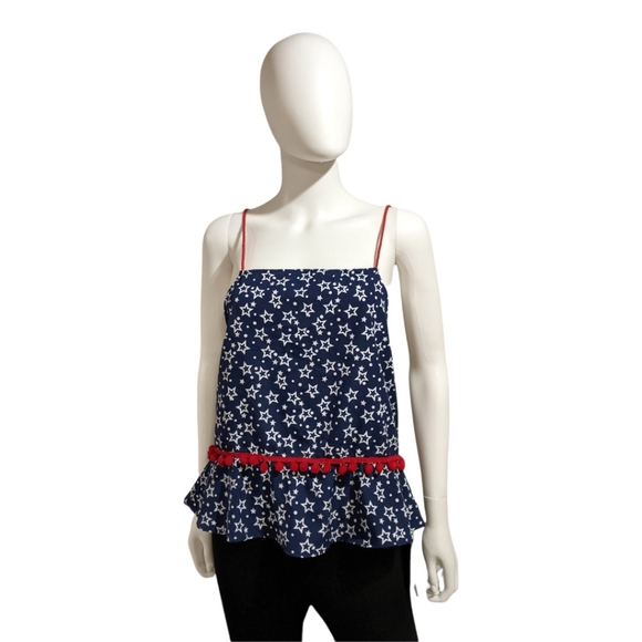America & Beyond Tops - America & Beyond  Star Print Navy Blue Criss Cross Cami Top XL